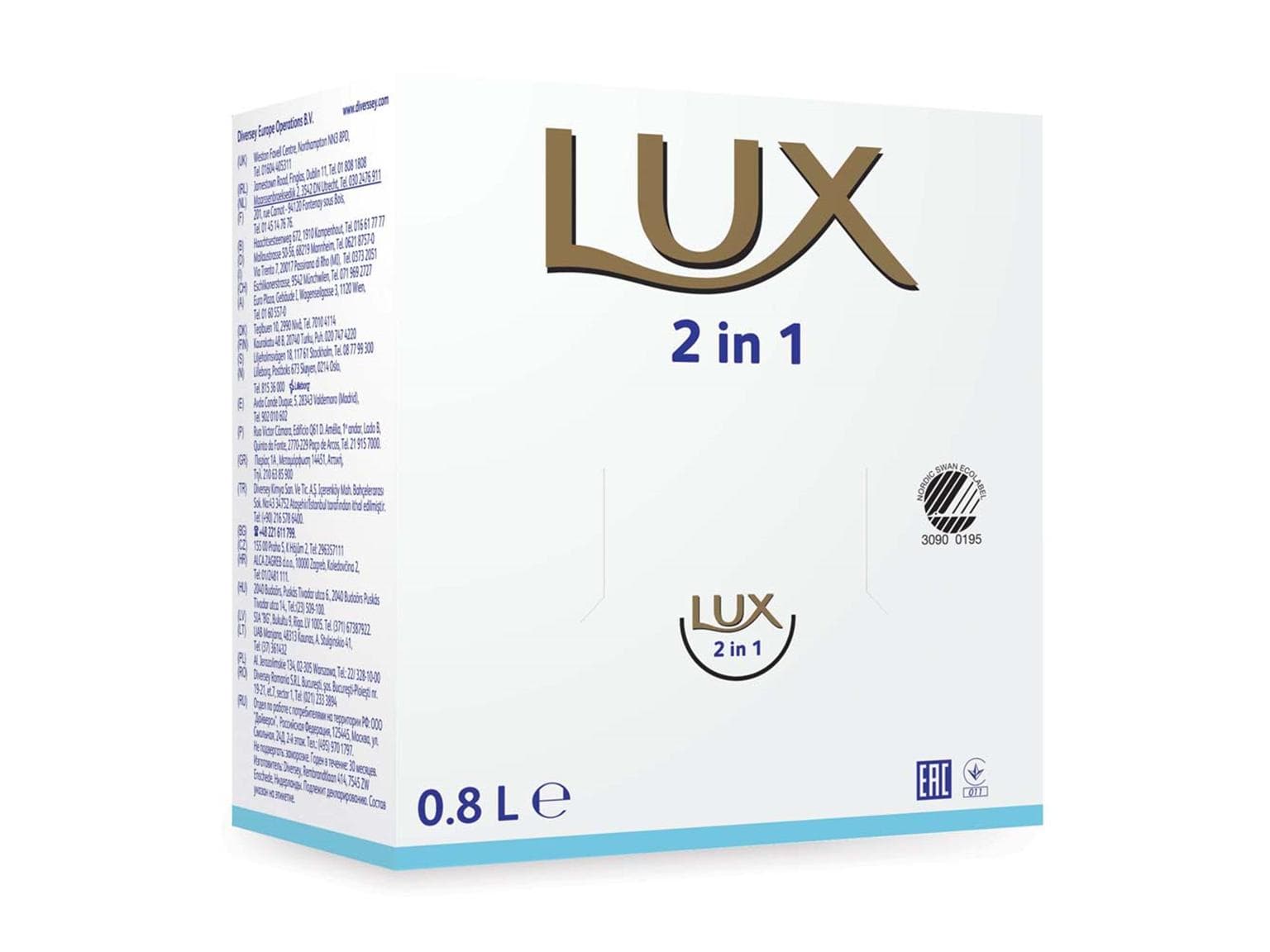Gel douche et shampoing LUX Soft Care 2 en 1 H68, 6 x 800 ml