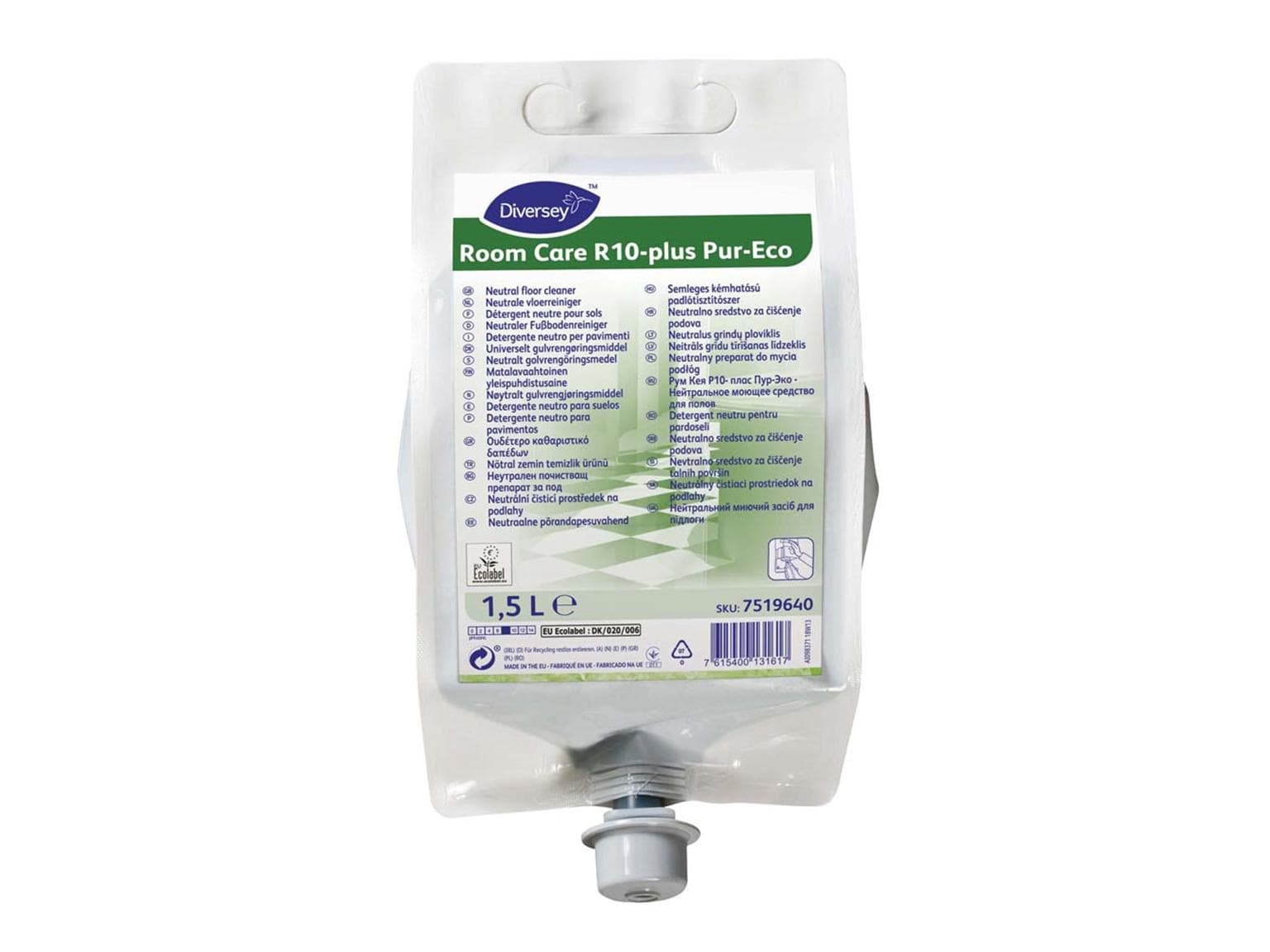 Detergente per la manutenzione dei pavimenti TASKI Room Care R10-plus Pur-Eco, 2 x 1,5 L
