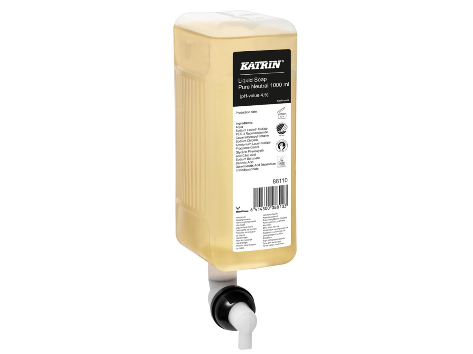 Savon pour les mains Katrin 1,0 litre doux pour la peau, Pure Neutral