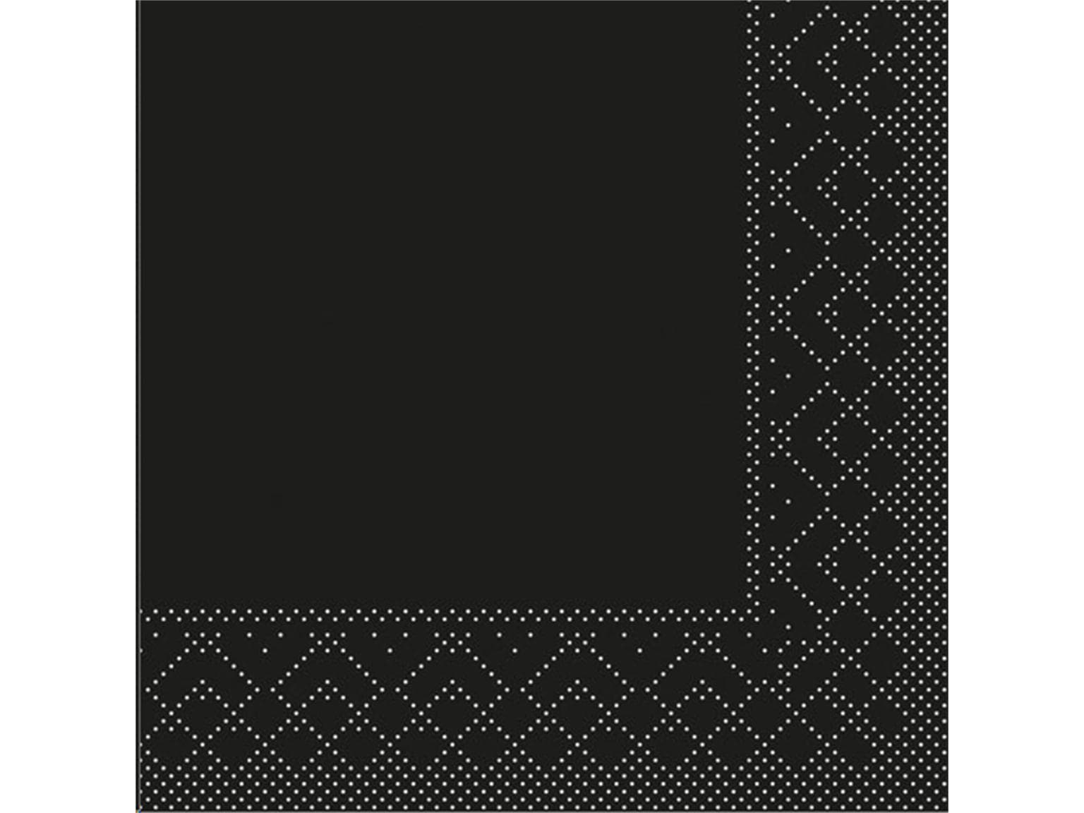 Tovaglioli in carta velina a 3 veli, 24 x 24 cm, piegati 1/4, neri, non stampati