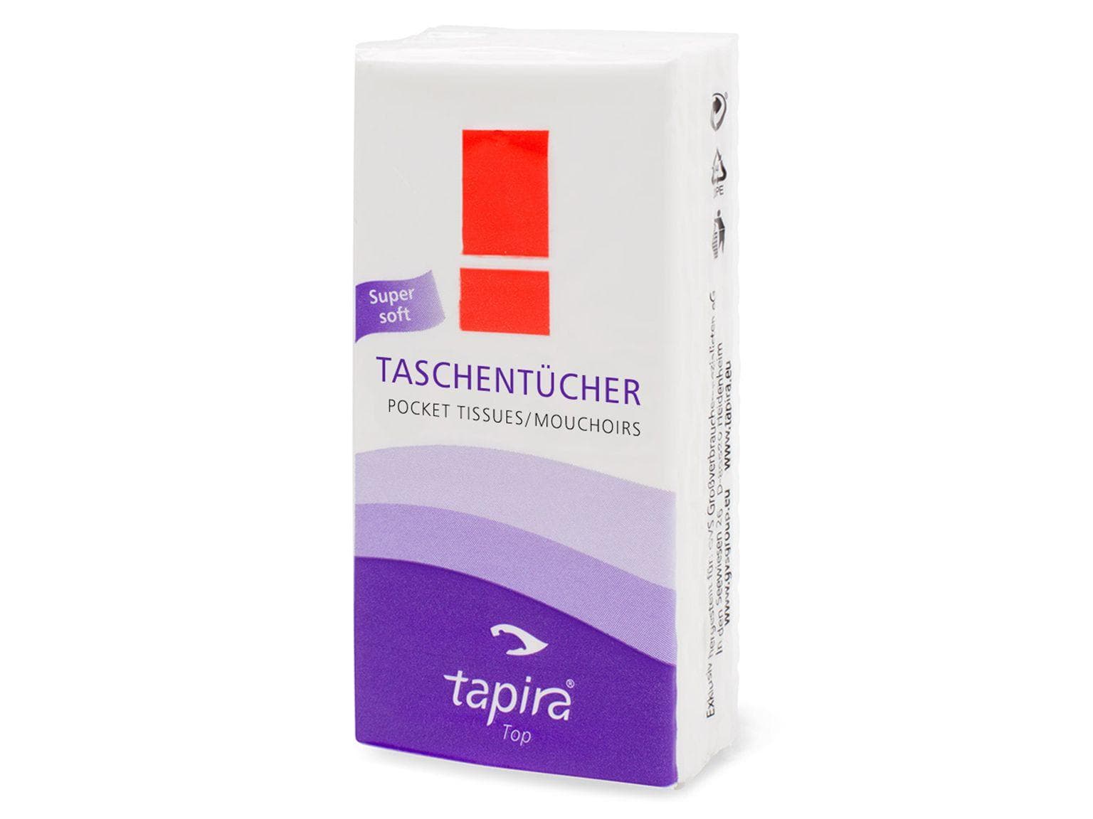 Mouchoirs TAPIRA, 4 plis, blanc brillant, 100 % cellulose, doux comme du velours, 21 x 21 cm