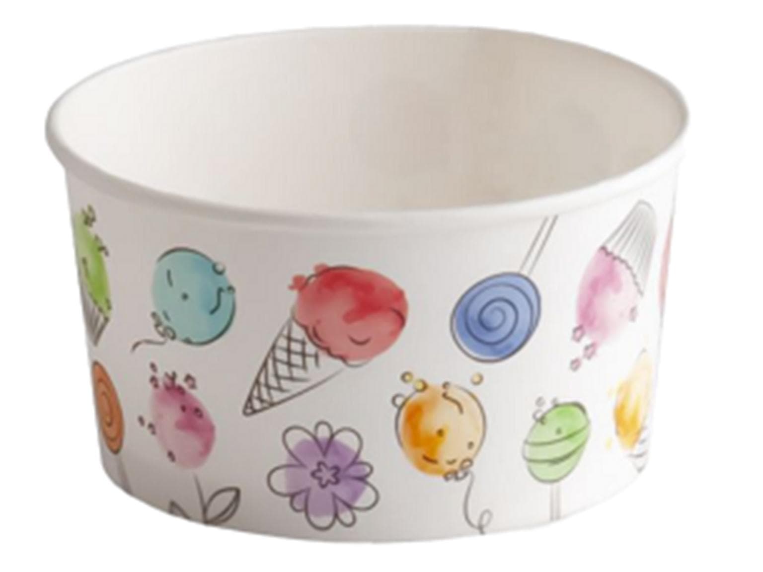 Coupe à glace 170 cc (ø 85 mm, hauteur 45 mm), en carton, avec impression standard
