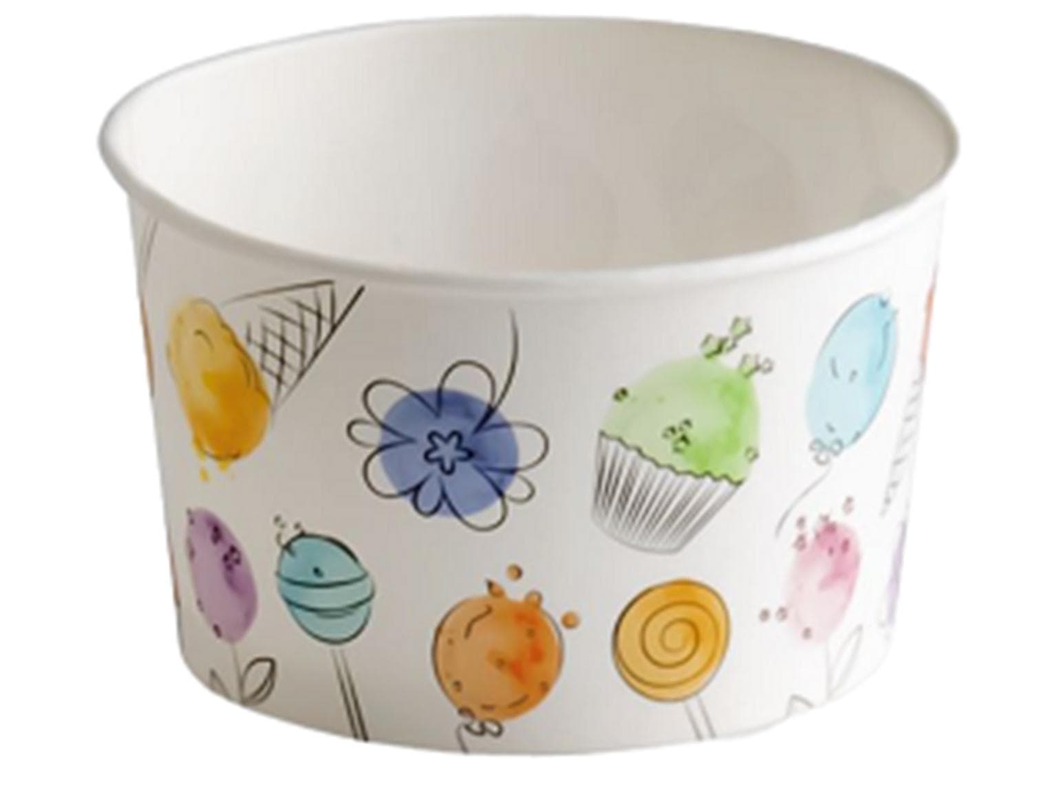 Coupe à glace 190 cc (ø 85 mm, hauteur 50 mm), en carton, avec impression standard