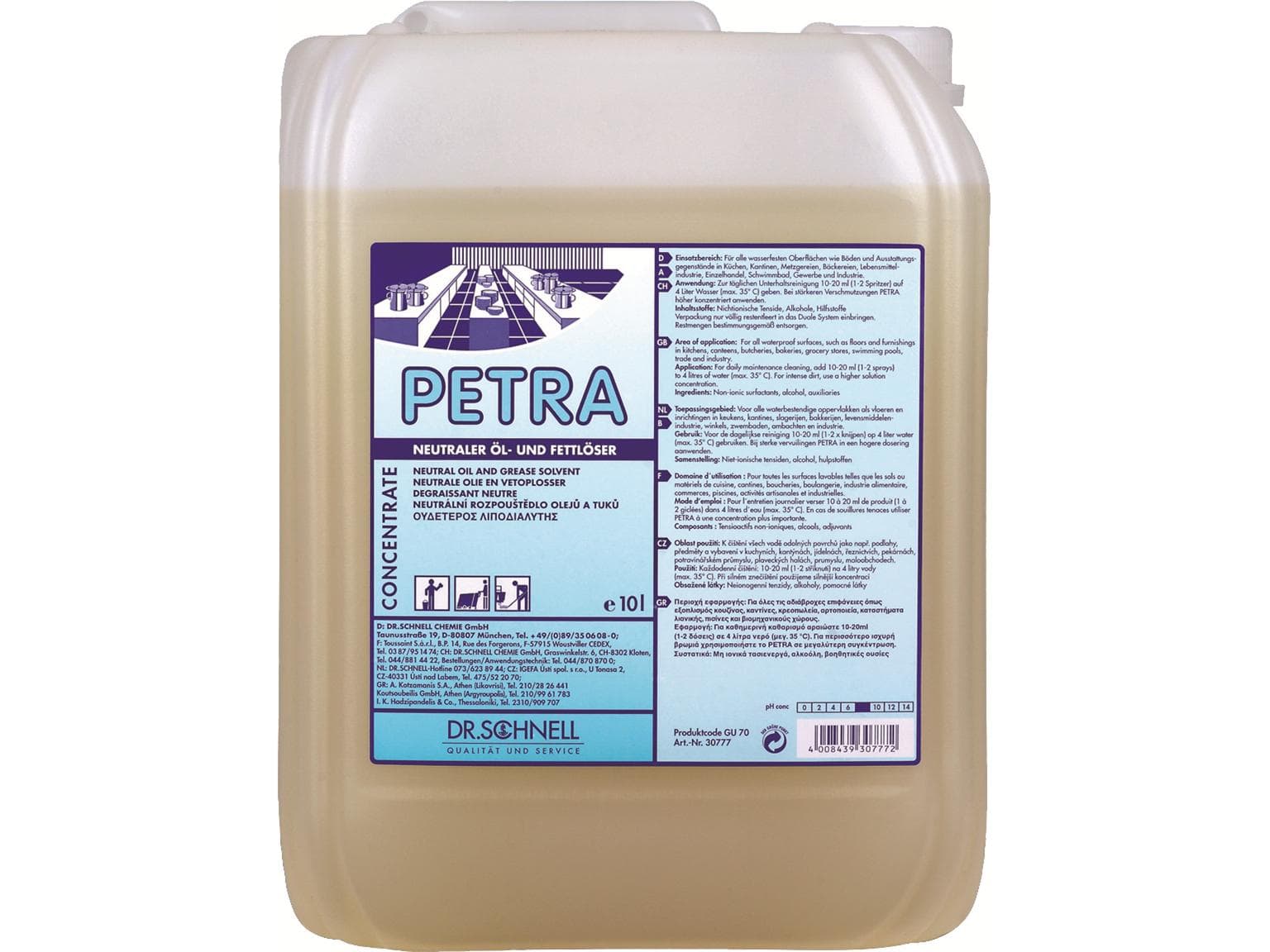 PETRA, solvant neutre pour huiles et graisses, application universelle,