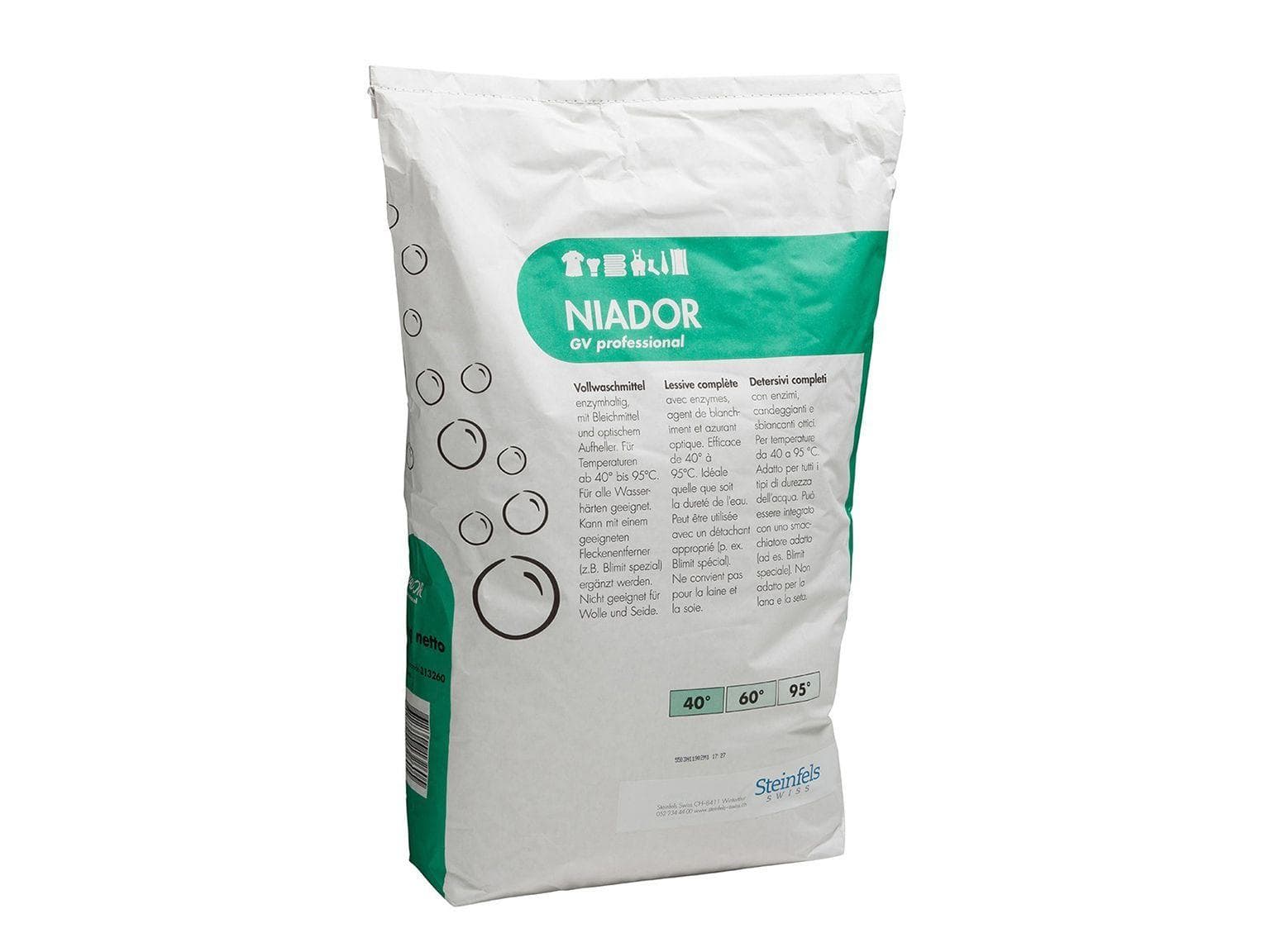 Lessive puissante NIADOR pour linge blanc et couleur, très bons résultats