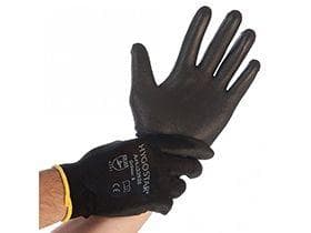 Guanti in nylon a maglia fine BLACK ACE neri, taglia M, rivestimento in PU 1/4,