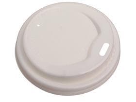 Couvercle bio blanc, en CPLA, adapté aux tasses à café bio marron nervurées 2 dl