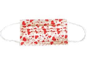 Mascherine protettive a 3 strati, "Cuore", Tipo IIR, pile PP, elastici bianchi,