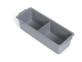 Vassoio portaoggetti stretto profondo 120 mm con divisori, grigio