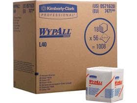 Lingettes Wypall L40 blanches, 31,5 x 33 cm, cellulose/latex, 1 008 lingettes