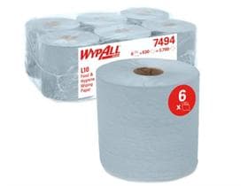 Rouleaux de chiffons de nettoyage Wypall L10 blanc 1 pli 38 x 18,5 cm, 630 chiffons