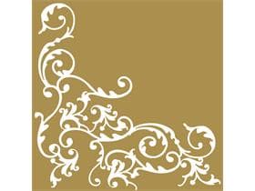 Servietten Airlaid, 40 x 40 cm, 1/4 Falz, "POMP" weiss/gold
