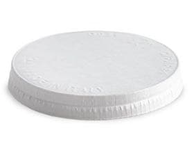 Couvercle plat en carton blanc, ø 73 mm, adapté aux pots à glace 90 cc + 120 cc