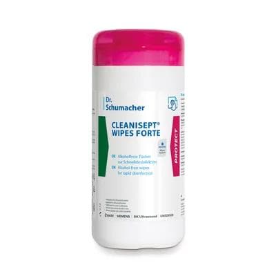 Cleanisept Wipes Forte senza alcol, dispenser da 100 salviette.