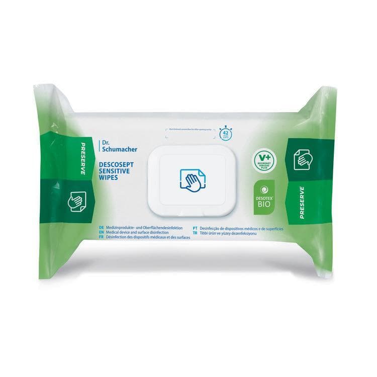 Descosept Sensitive BioWipes, 20 x 22 cm, salviette disinfettanti a base di alcol per