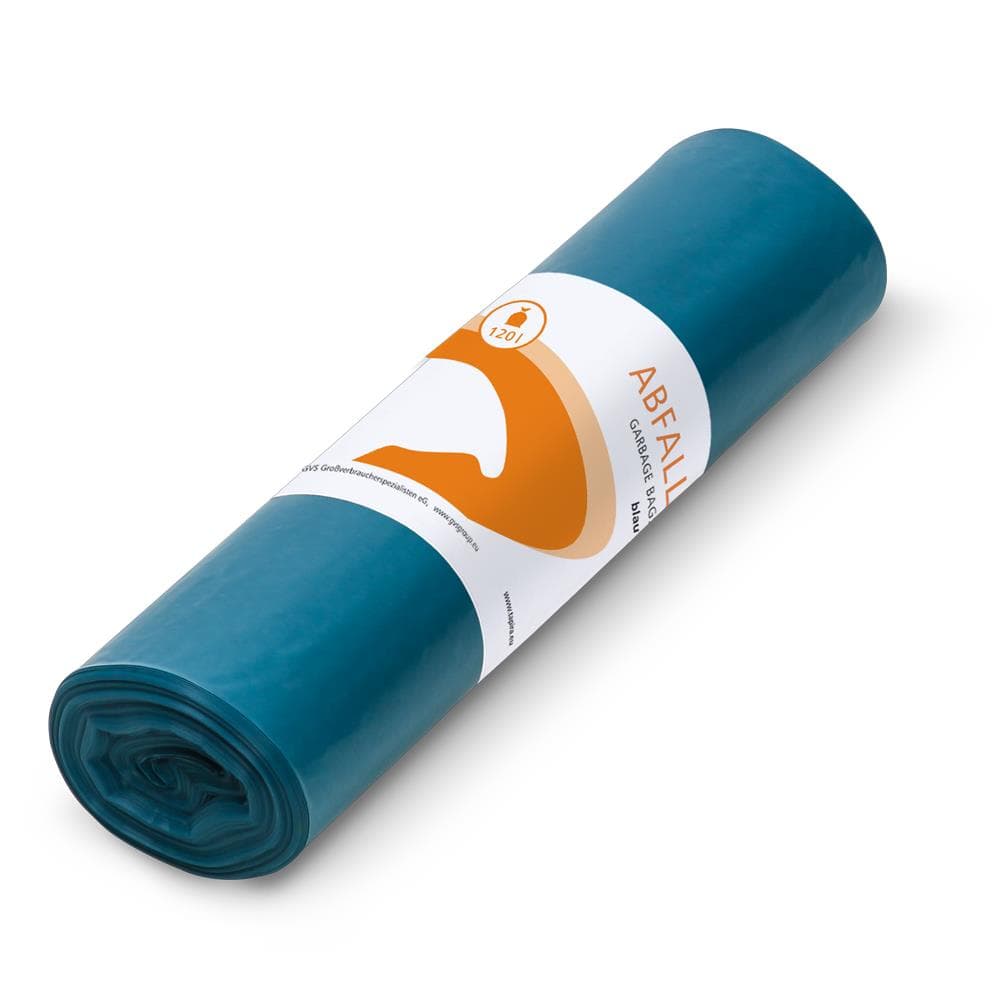 Sacs poubelle LDPE de 120 litres Tapira, 70 x 110 cm, 37 microns, bleu