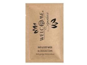 Gel douche corps et cheveux Welcome, 10 ml, à l'extrait de Ginkgo Biloba, transparent
