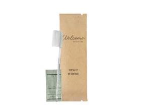 Coffret de soins dentaires Welcome brosse à dents transparente et dentifrice 5g