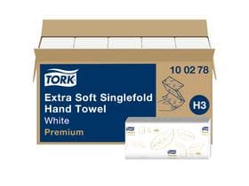 Essuie-mains pliés Tork Premium (H3), TAD blanc brillant, 2 plis, 23 x 23 cm, doux