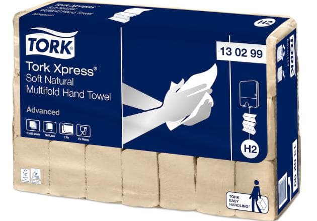 Asciugamani piegati Tork Xpress, carta igienica a 2 veli, Advanced, Multifold, 24x21,3 cm,