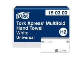 Serviettes pliables Tork Xpress Universal, H2, 2 plis en papier tissu, 34 x 19,6 cm.
