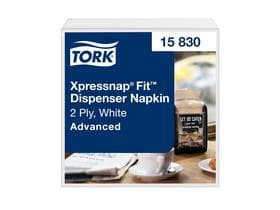 Serviettes distributrices Tork Xpressnap Fit 16,5 x 21,3 cm, blanches, 2 plis