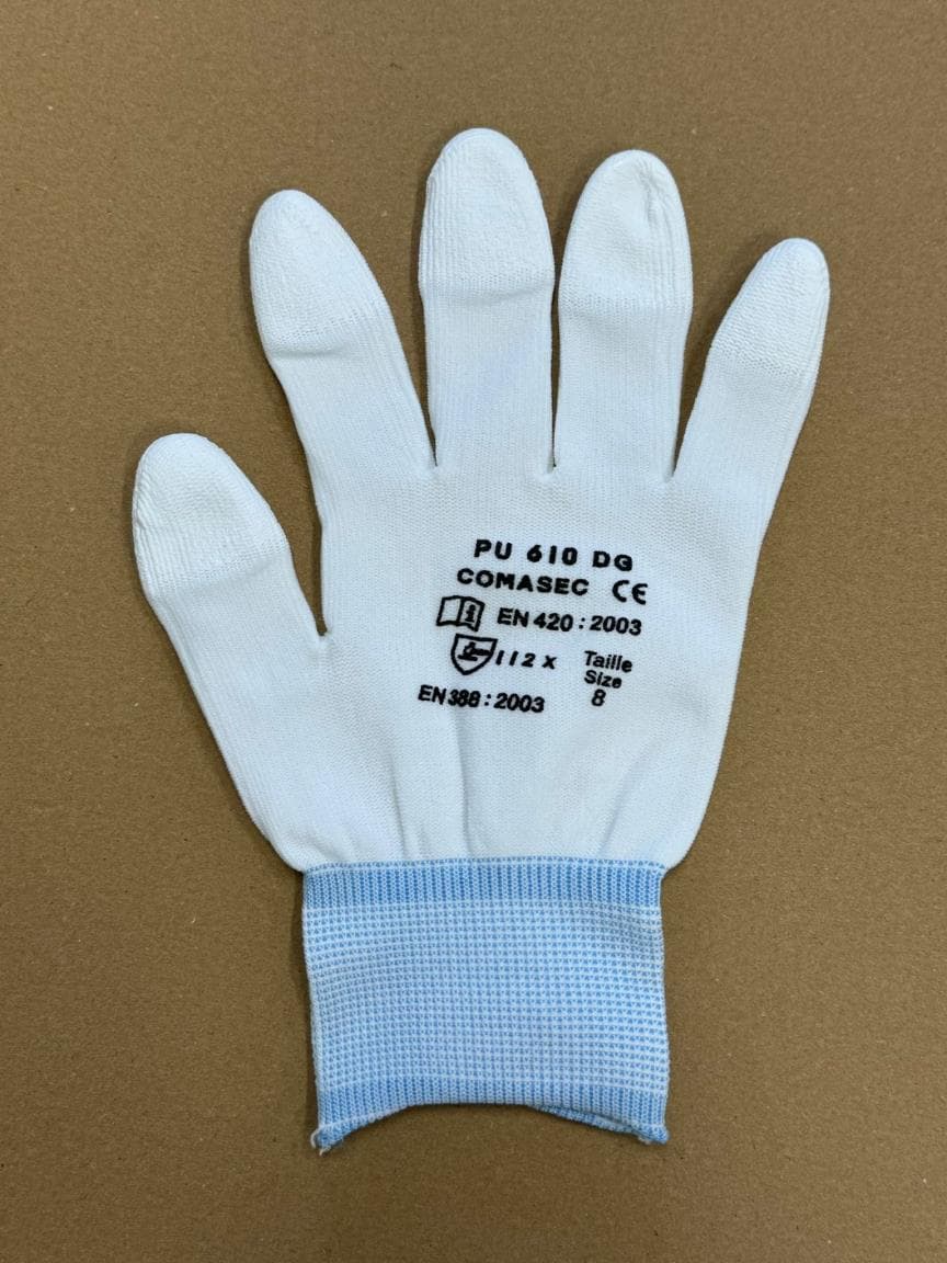 Guanti protettivi PU 610 DG, taglia 8/M bianchi, punta delle dita rivestita con
