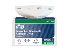 Chiffons jetables en microfibre Tork blancs, peu pelucheux, 29,5 x 34 cm,