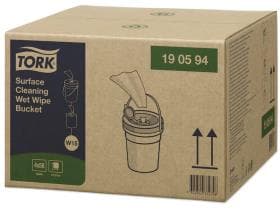 Chiffons de nettoyage de surface Tork Premium, pré-imbibés, non tissés, blancs