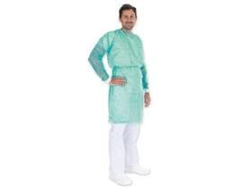 Cappotto in pile PP 40gm2, taglia L, verde, con polsini in maglia sulle maniche,