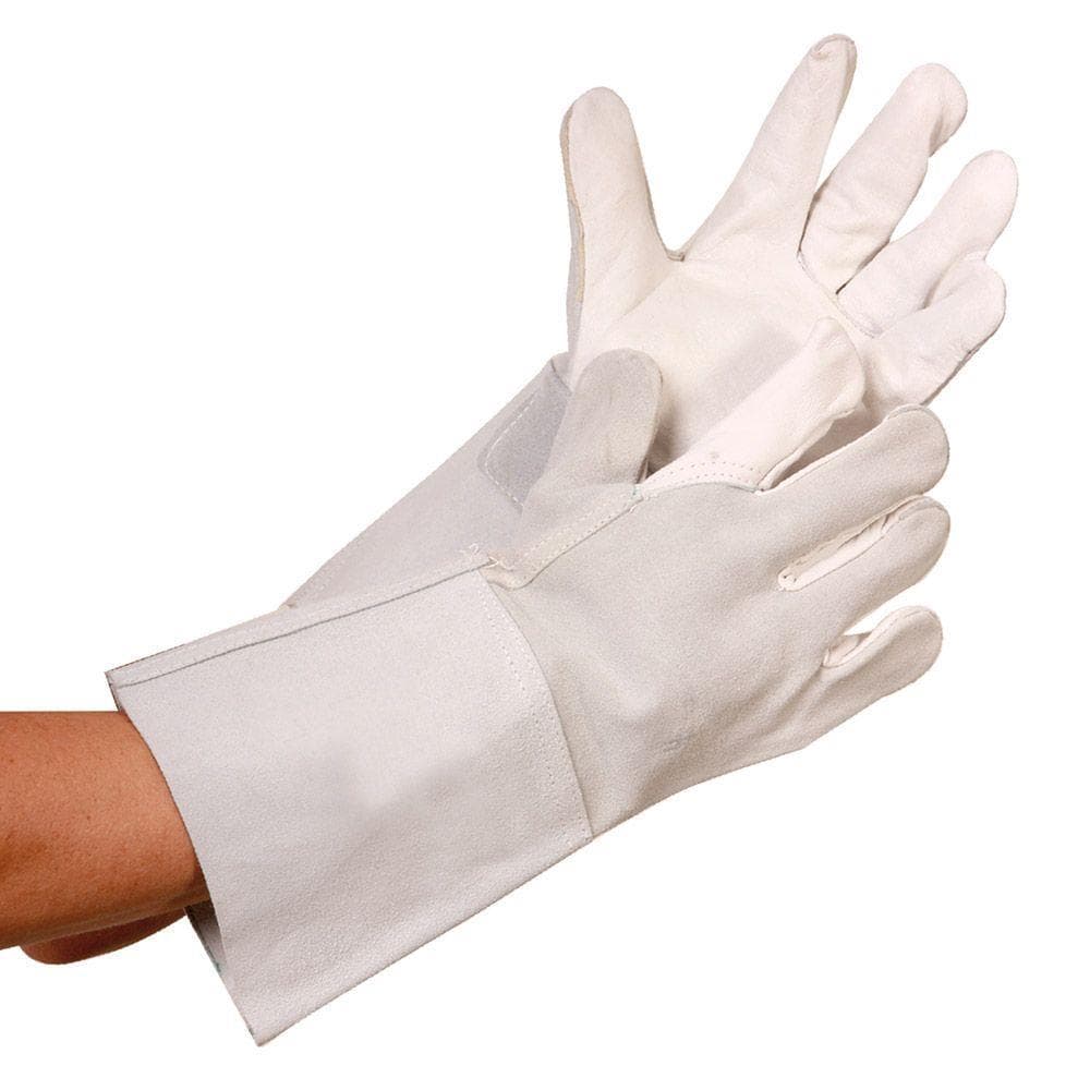 Gants de soudage, gris, non doublés, en cuir pleine fleur refendu, résistants à la chaleur,