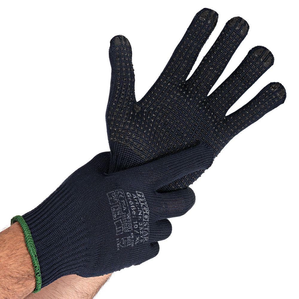 Gants en coton mélangé Blue Pearl avec picots en PVC bleu à l'intérieur
