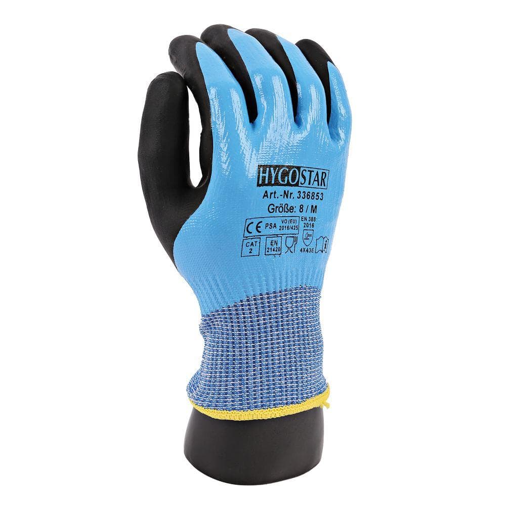 Gants résistants aux coupures, longueur 26 cm, revêtement nitrile bleu, taille XL