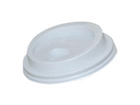 Couvercle blanc avec trou pour boire, diamètre 90 mm, en PS (polystyrène)