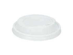 Couvercle en plastique (PS), avec ouverture pour boire, blanc, plat, Ø 80 mm,