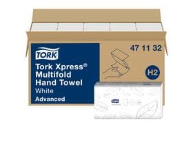 Serviettes pliées Tork Advanced (H2), papier blanc, 2 plis, pliage en Z,