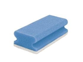Éponge PU anti-rayures 15 x 7 x 4,5 cm, bleu/blanc, éponge tampon avec tampon blanc