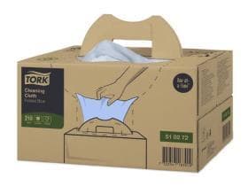 Chiffons de nettoyage Tork Premium 510, Handy Box, tissu non tissé bleu, 1 pli, 35,5 x 41,5 cm
