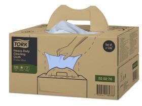 Chiffons de nettoyage Tork Premium, non tissés bleus, 1 épaisseur, 35,5 x 61,5 cm, pliés,