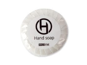 Savon pour les mains environ 19 g, rond, blanc, au parfum agréable, emballé individuellement