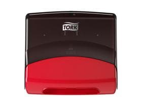 Einzeltuchspender Tork Performance schwarz + rot, H394 x B427 x T206 mm,