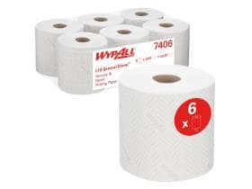 Rouleaux de chiffons de nettoyage Wypall L10 blanc 1 pli 18,3 x 38 cm, 100 % cellulose, 500 chiffons