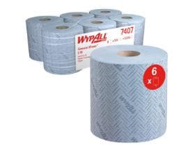 Rouleaux d'essuie-tout Wypall L10 bleus 1 pli 18,3 x 38 cm, 100% ouate de cellulose, 500 lingettes