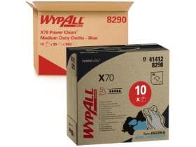 Chiffons de nettoyage Wypall X70 bleus, 1 pli, 42,6x23,1 cm, interfoliés, gaufrés, 90 g/m².