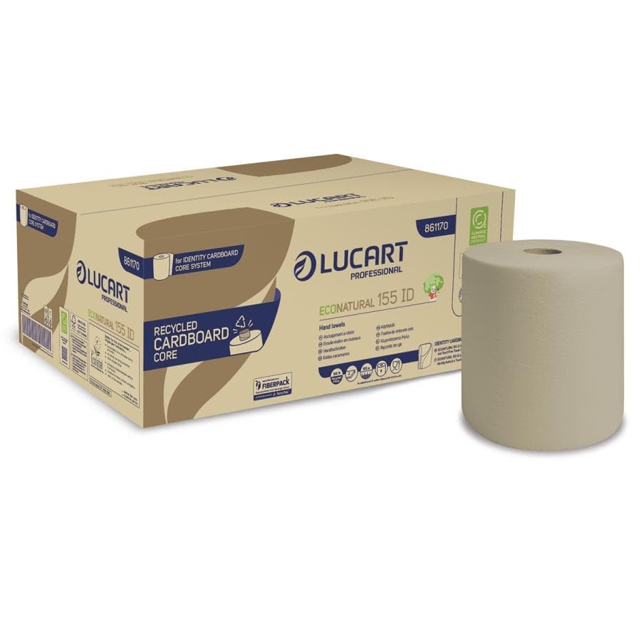 Rotolo di carta asciugamano IDENTITY Eco Natural 155 ID, realizzato al 100% in cartone per bevande riciclato,