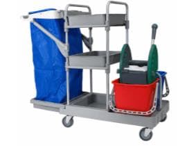 Reinigungswagen KS ACE CAR 07, grau, 125 x 67 x 118 cm, mit Kunststoffplatt-