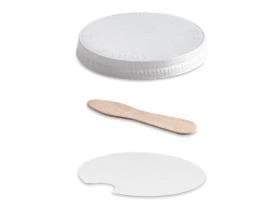 Couvercle plat en carton blanc, ø 85 mm, adapté aux pots à glace 170 cc + 190 cc,