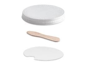 Couvercle plat en carton blanc, ø 94 mm, adapté aux pots à glace 250 cc + 290 cc