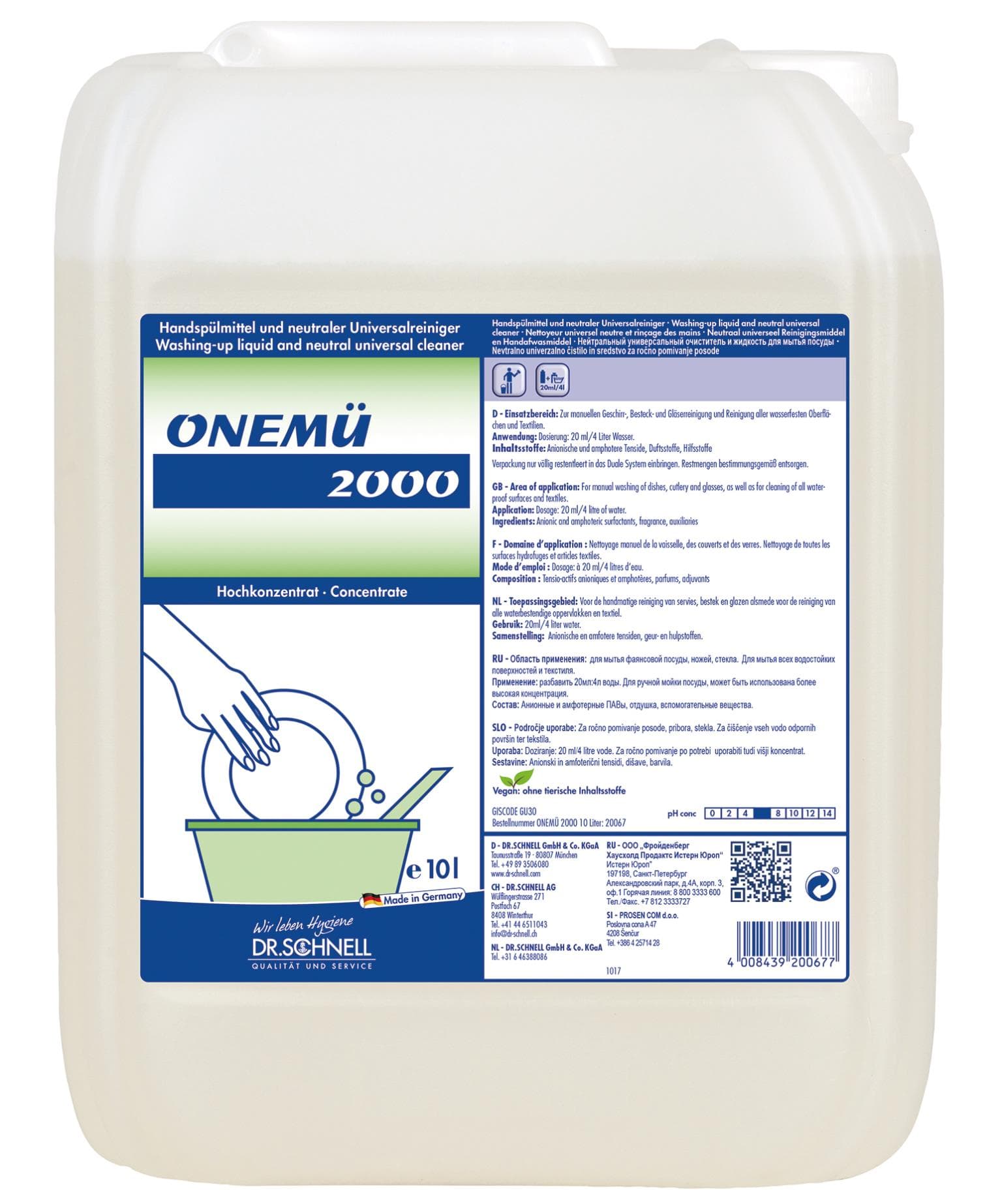 ONEMÜ 2000, détergent universel pour le nettoyage et la vaisselle
