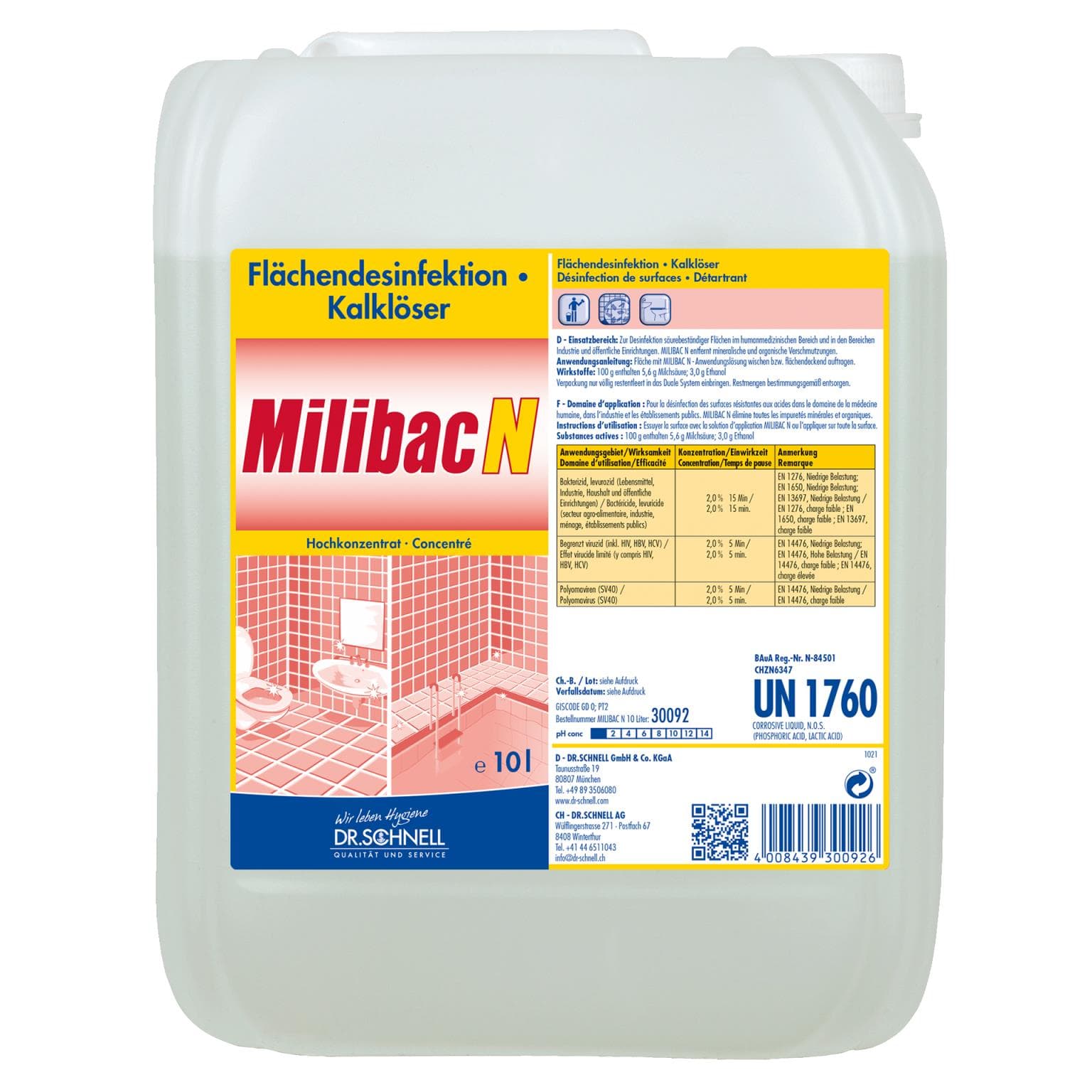 Milibac N, Flächendesinfektion und Kalklöser, Hochkonzentrat